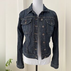 KUT FROM THE KLOTH Amelia Denim Jean Jacket Casual Trucker Jacket Dark Wash